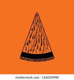 Icon of Lemon. Orange background with black. Vector illustration.