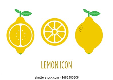 Icon of a lemon. Picture of a lemon slice. Geometric image.