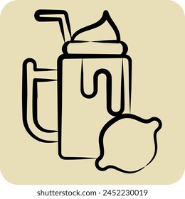Icon Lemon. related to Healthy Food symbol. hand drawn style. simple design illustration