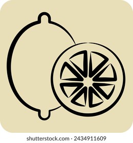 Icon Lemon. related to Spice symbol. hand drawn style. simple design editable. simple illustration
