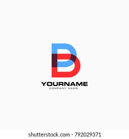 Icon of the letter B with an intersecting color scheme