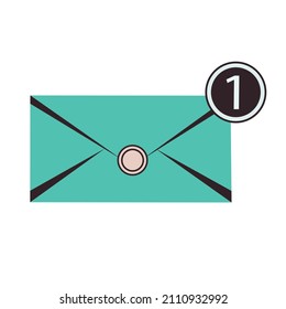 Symbol mit Brief in einem blauen Umschlag für die Website. E-Mail-Marketing einzeln auf weißem Hintergrund in flachem Design. per Post verschickt. Benachrichtigung über die Nachricht.