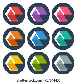 icon letter C with isometric three-dimensional concept