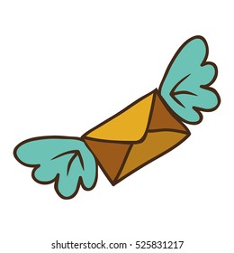 icon letter envelope with wings