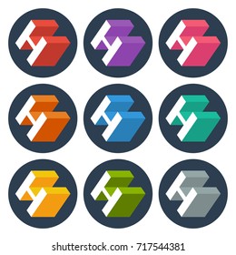 icon letter H with isometric three-dimensional concept