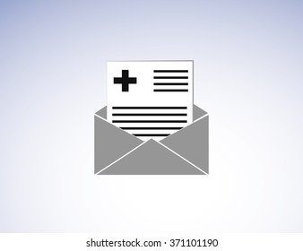 Icon letter from the hospital about the test results. Vector.