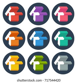 icon letter K with isometric three-dimensional concept