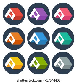 icon letter P with isometric three-dimensional concept