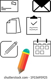 icon letter paper calendar pencil