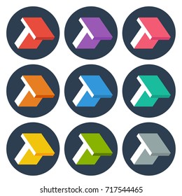 icon letter T with isometric three-dimensional concept