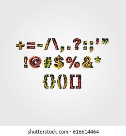 Icon and letters alphabets with brush stoke design