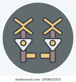 Icon Level Crossing. related to Train Station symbol. color mate style. simple design illustration