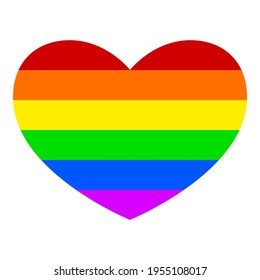 Icon of a LGBTQ+ and LGBTQ. Vector illustration. Rainbow hearts with shape isolated on white. Rainbow colors sign of LGBTQ+ and LGBTQ symbol. Human concept.