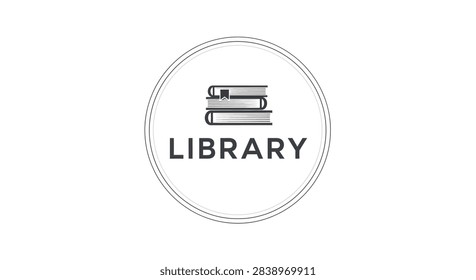 Icon of library with stacked books