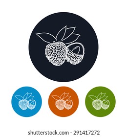 Icon Lichee , Four Types of Colorful Round Icons  Lichi  , Line Style, Vector Illustration