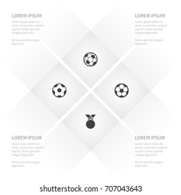 Icon Lifestyle Set Of Offside, Soccer, Medallion And Other Vector Objects. Also Includes Medal, Medallion, Ball Elements.