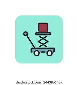 Symbol des Hebezeugs. Ausrüstung, Wartung, Lader. Service-Konzept. Kann für Themen wie Garage, Reparatur, Transport verwendet werden