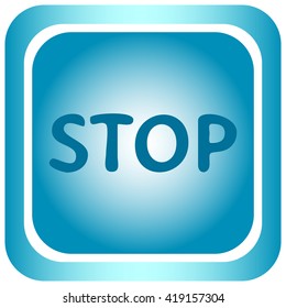 Icon light blue square stop