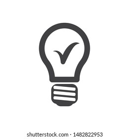Icon light bulb with check mark isolated on white background,vector illustrations