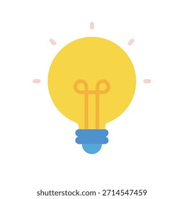 Icon light bulb, flat, isolated, Illustrator graphics
