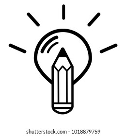 icon light bulb idea. contour black light bulb with pencil on white background. a picture to indicate a new idea in the head or business. picture for the design of the site.sticker for home or office