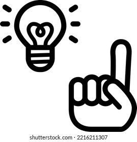 Symbol einer Glühbirne und Zeigefinger