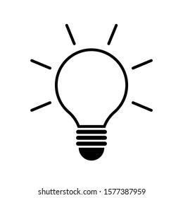 Icon Light Bulb, isolated on white background. Idea icon. Lamp concept. Light bulb vector icon in modern simple line style for web design. Light bulb black icon. Vector illustration