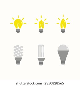 Lámparas de bombilla de luz de iconos y diseño de lámpara de luz