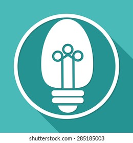 Icon Light bulb on white circle with a long shadow