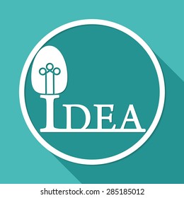 Icon Light bulb on white circle with a long shadow