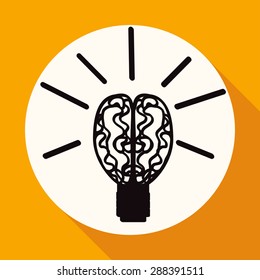 Icon Light bulb on white circle with a long shadow