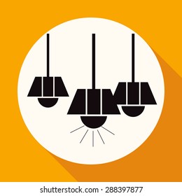 Icon Light bulb on white circle with a long shadow