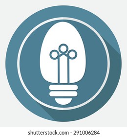 Icon Light bulb on white circle with a long shadow