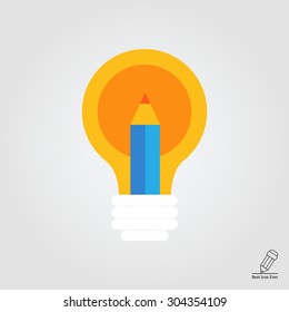 Icon of light bulb and pencil