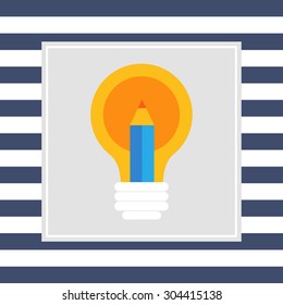 Icon of light bulb and pencil