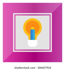 Icon of light bulb and pencil