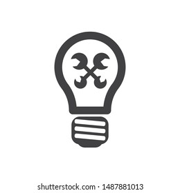 Icon light bulb with wrench isolated on white background,vector illustrations
