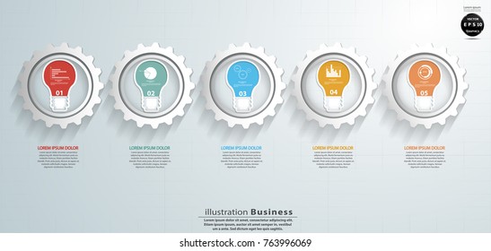 
Icon Light bulbs 5 Colorful and Cog - Modern design Idea and Concept Vector illustration  Infographic template.