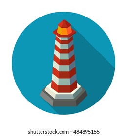 Icon of light house. Flat design. Vector illustration. EPS10.