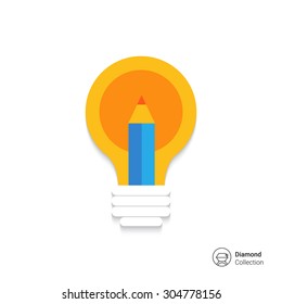Icon of lightbulb and pencil