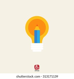 Icon of lightbulb and pencil