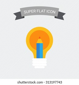 Icon of lightbulb and pencil
