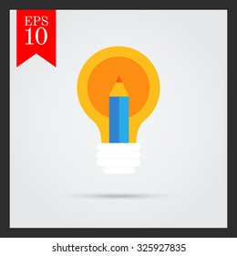 Icon of lightbulb and pencil