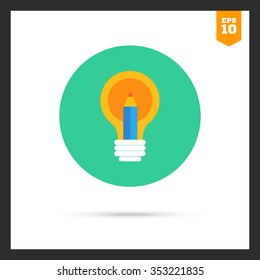 Icon of lightbulb and pencil