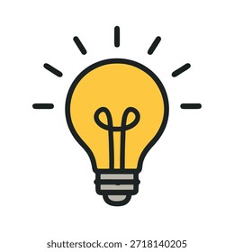 Icon Lightbulb turning on with idea spark