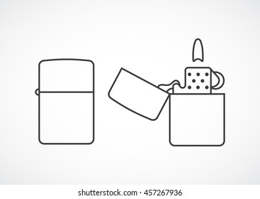 Icon lighter opening and closing. Vector, line, minimal icon