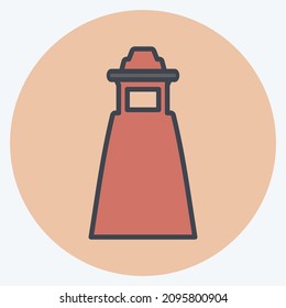 Icon Lighthouse  - Color Mate Style - Simple illustration,Editable stroke,Design template vector, Good for prints, posters, advertisements, announcements, info graphics, etc.