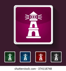 Icon of Lighthouse on Multicolored Squares. Eps-10.