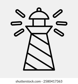 Icon lighthouse. Traditional tattoo elements. Icon in line style.