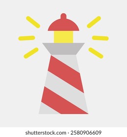 Icon lighthouse. Traditional tattoo elements. Icon in flat style.